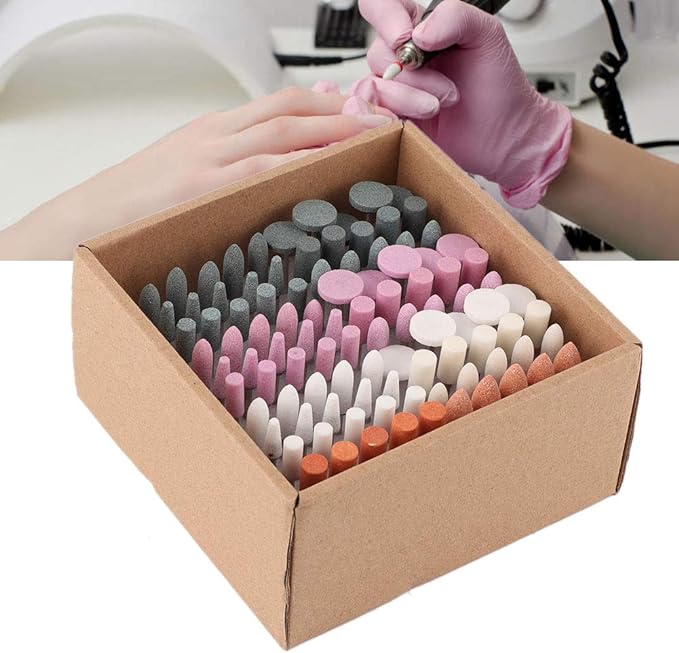 Nail Bit, Nail Machine Bits, Zirconia Bits, Nail Drill Bit Set, 100 Pieces Nail Bit Fine Grit, Electric Nail File Drill Machine for Manicure Pedicure Nail Polishing Accessories Home Salon Use - BeesActive Australia