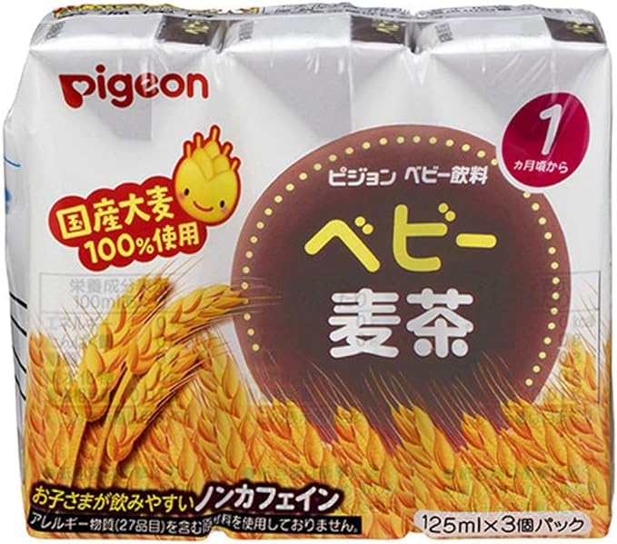 Mihama Wholesale Pigeon Paper Pack Baby Beverage Baby Barley Tea 4.2 fl oz (125 ml) x 3 Packs x 10 Pieces - BeesActive Australia