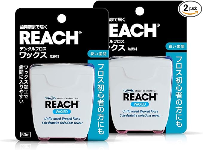 REACH Dental Floss Swax, Unflavored, 166.3 ft (50 m), Set of 2, 166.4 ft (50 m) x 2 Packs - BeesActive Australia