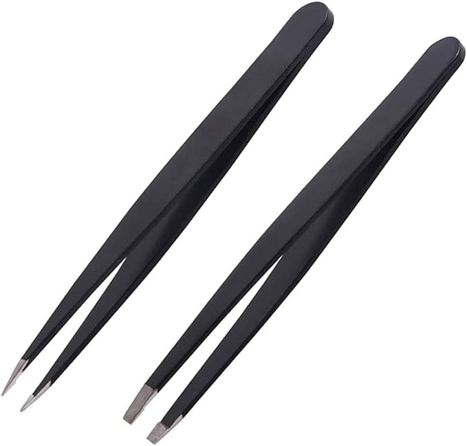 Eyebrow Tweezers Set, 2 Pack Professional Stainless Steel Precision Incline Tweezers and Pointed Eyebrow Tweezers Set Eyebrow Puncture Buried Hair and Facial Hair Remover for Women Men by RuiChy -  Australia