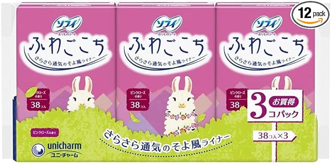 [Mihama Wholesale] Sofy Origin Sheet Fluffy, Pink Rose Scent, 38 Sheets x 3 Packs x 4 Pieces - BeesActive Australia