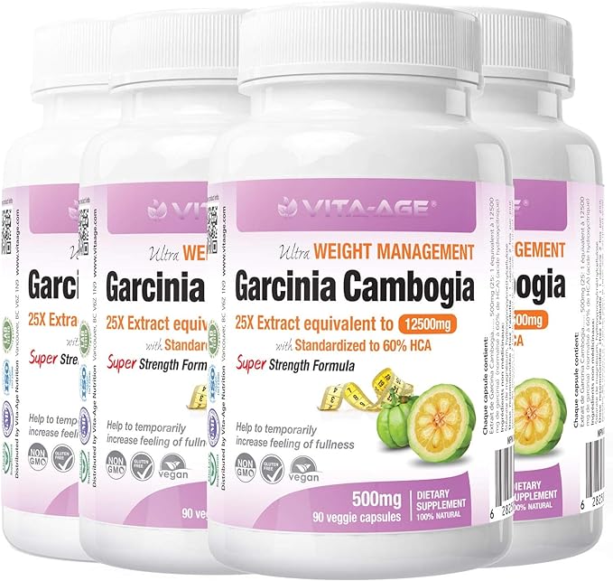 VITA-AGE [4 pieces] Garcinia Cambogia 25X Extract Garcinia Cambogia 12500mg, slim body (1 capsule/90 tablets 3 times a day) - BeesActive Australia