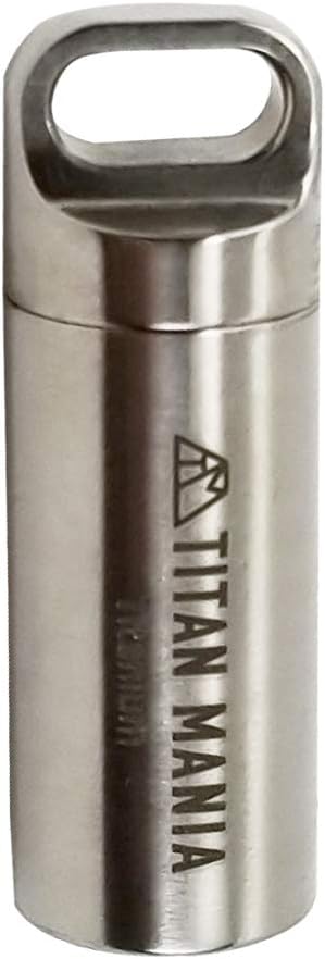 TITAN MANIA Pill Case, Large, Portable, Titanium, Stylish, Mini Supplement Case, Lightweight, Waterproof, Nitro Case, Medicine Holder, Necklace, Pendant Top - BeesActive Australia