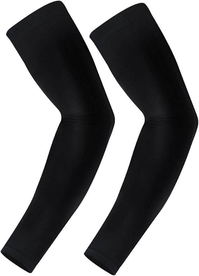 Arm Cover, Solid Color, Cool, Sweat Absorbent, Quick Drying, Smooth Material, Anti-Slip Silicone, UV Protection, UPF 50+, Sun Protection Arm Cover, For Sports Activities, Unisex, Set of 2 Arms - BeesActive Australia