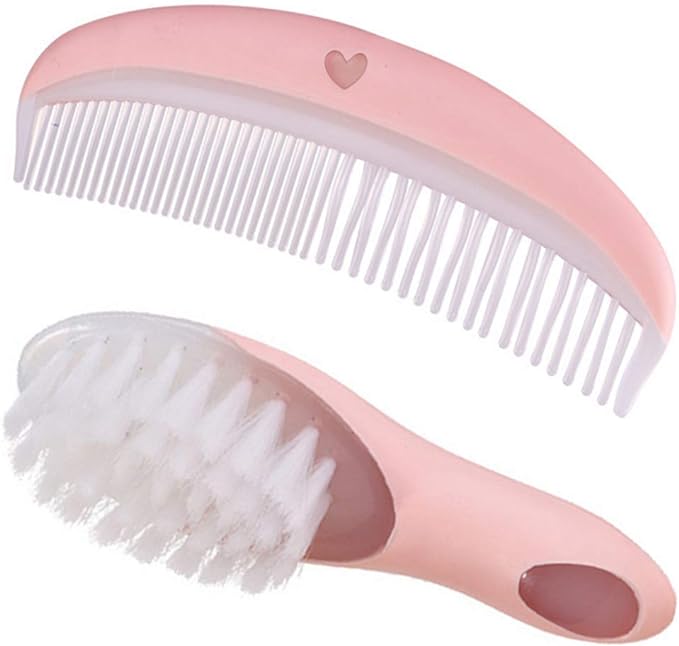 Baby Brush Comb Cute Pink Hair Brush Newborn Comb Infant Baby Hair Care Baby Shower Gift Set of 2 - BeesActive Australia