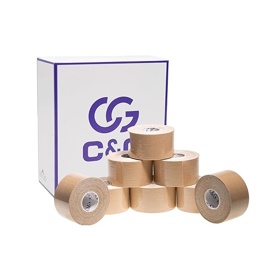Kinesio Taping, 1.5 x 16.2 ft (37.5 x 5 m), 8 Rolls, C&G Kinesiology Tape, Kinesio Tape, Elastic Taping, Marathon, Knee, Ankle, Wrist, Calf, Feet, Finger -  Australia