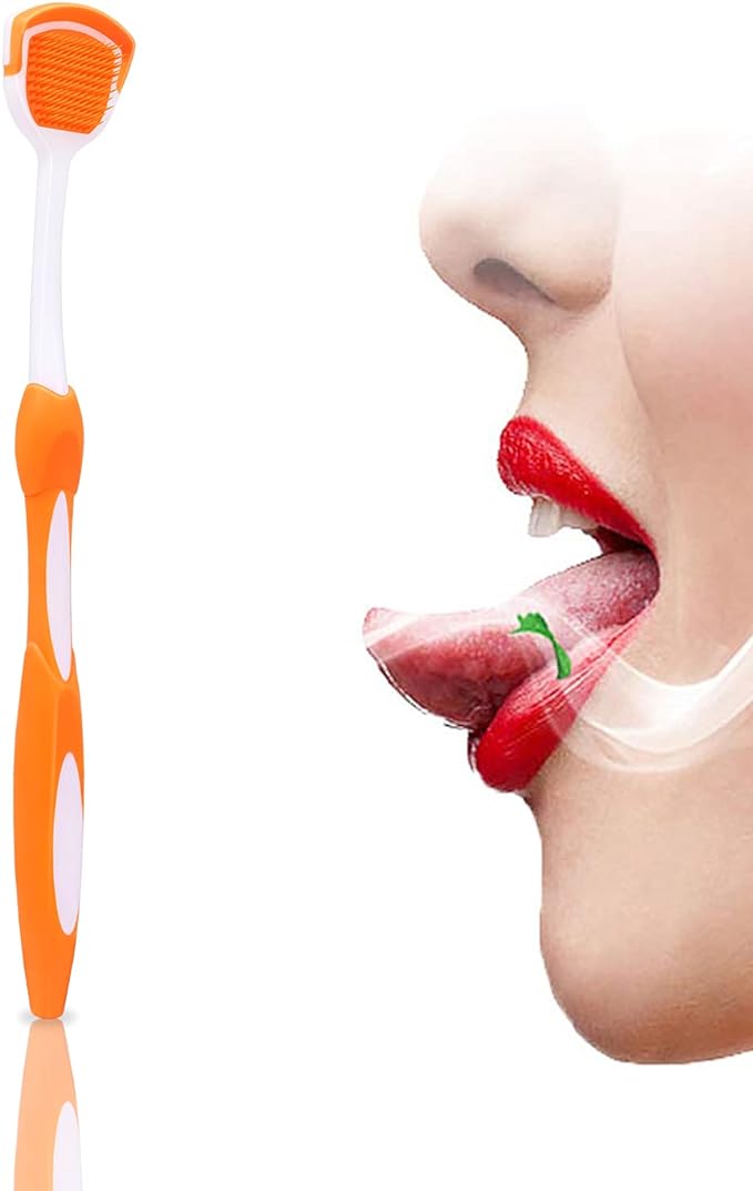 Tongue Brush (Soft Brush, Extra Fine, Tongue, Toothbrush), Tongue Polishing, Double Sided Use, Dampening Brush, Tongue Cleaner, Remove Tongue Glue, Odor Care, Individually Packaged, For Carrying (Orange) - BeesActive Australia