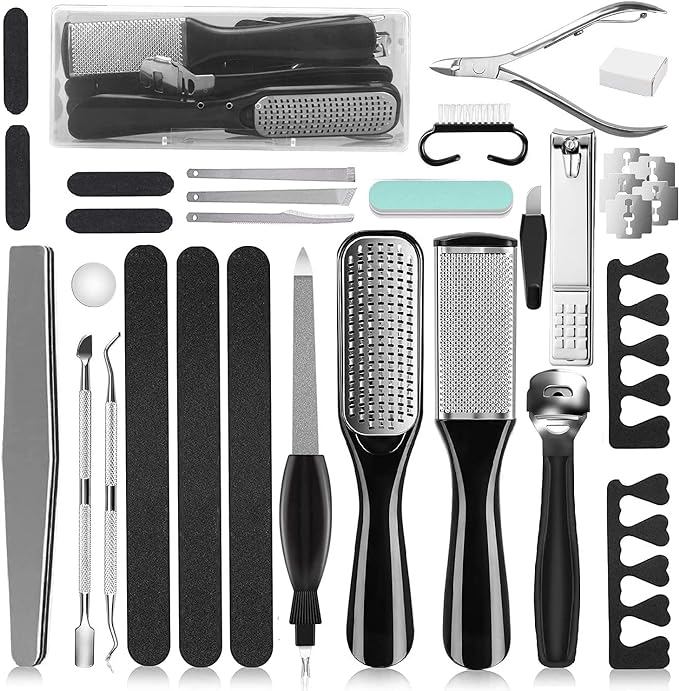 Professional Pedicure Tool Set 26 in 1 Stainless Steel Foot Care Kit Foot Rasp Dead Skin Remover Pedicure Kit Foot File Kit Foot Mum Remover for Men Women Travel - BeesActive Australia