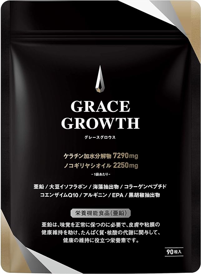 GRACE GROWTH (72,90 mg of keratin, 2,250 mg of saw palm, 2,250 mg of zinc) Supplement (Made in Japan), Fever Fue, High Keratin Formulation, 25 Carefully Selected Ingredients - BeesActive Australia
