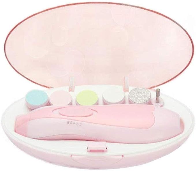 IPT Electric Nail Care Kit for Babies, Nail File Set, Nail Clippers, Nail Polishing, Nail Tools, 6 Attachments, Includes LED Light, ◇MJ-B2 Pink - BeesActive Australia