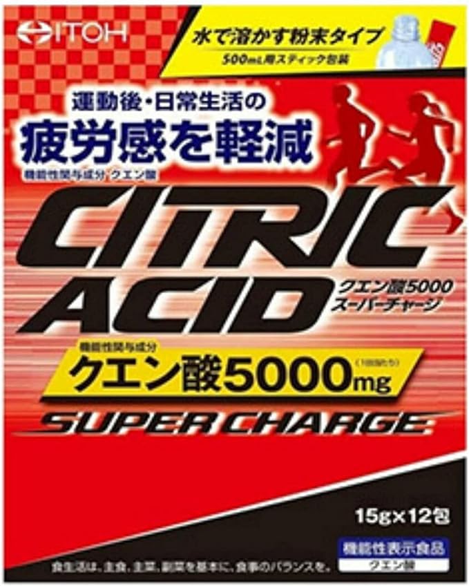 Ito Kanpo Pharmaceutical Citric Acid 5000 Super Charge 15g x 12 packets Powder type that dissolves in water Citric acid supplement [Food with functional claims] - BeesActive Australia