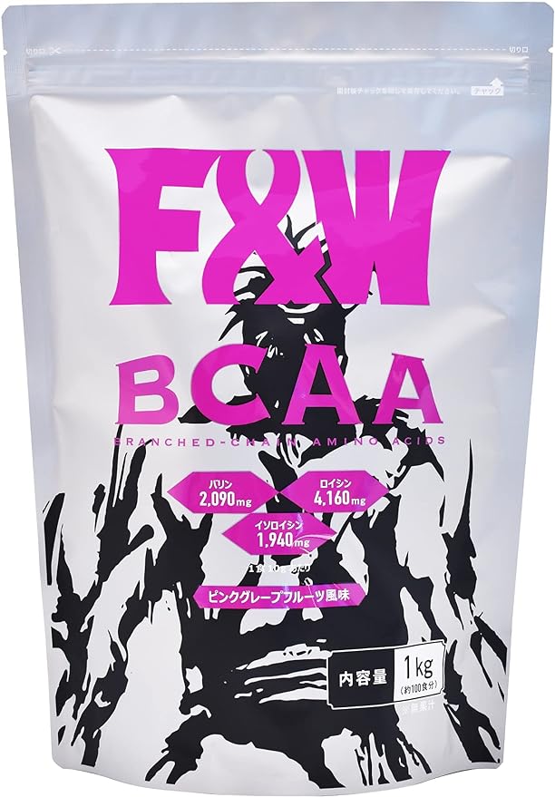F&W BCAA 2.2 lbs (1 kg), Single Item, Pink Grapefruit Flavor, 100 Servings, Measuring Spoon Included, Anti-Doping Certified, Made in Japan - BeesActive Australia