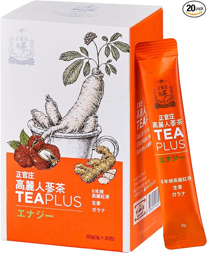 Jeonggwanjang TEAPLUS Energy 6 Year Root Ginseng Supplement Korean Ginseng Red Ginseng Ginseng Powder Tea Ginger Guarana (20 Packets) Domestic Genuine Product - BeesActive Australia