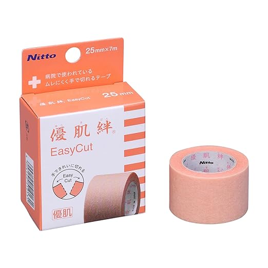 Nitoms YU-KI BAN EasyCut Individual Packaging (Non-woven Fabric) Skin-Friendly, Rash-Resistant Tape, Perforated, 1.0 inches (25 mm) x 23.4 ft (7 m) 3292K - BeesActive Australia