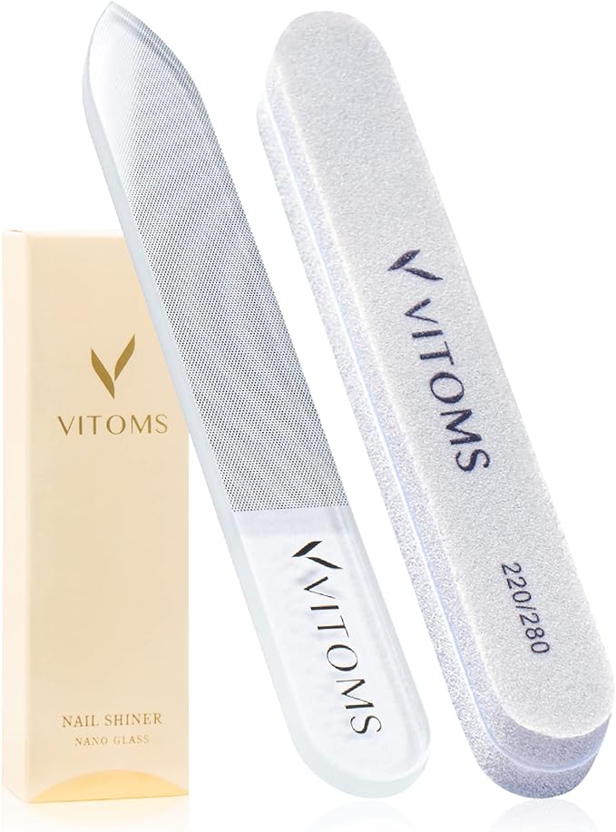 VITOMS Nail File, Nail Polish, Nail Polish (Includes Sponge File to Eliminate Uneven Polishing), Nail File, Nail Polish, Glass, Polish, Shiny Nail Care, Straight - BeesActive Australia