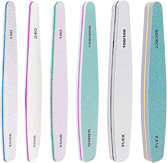 LIKENNY Sponge Nail File, Gel Nail File, Nail File, Double Sided Nail Polish Cuticle, Set of 6 (150, 180, 240, 100/180, 200/280, 1000/4000) -  Australia