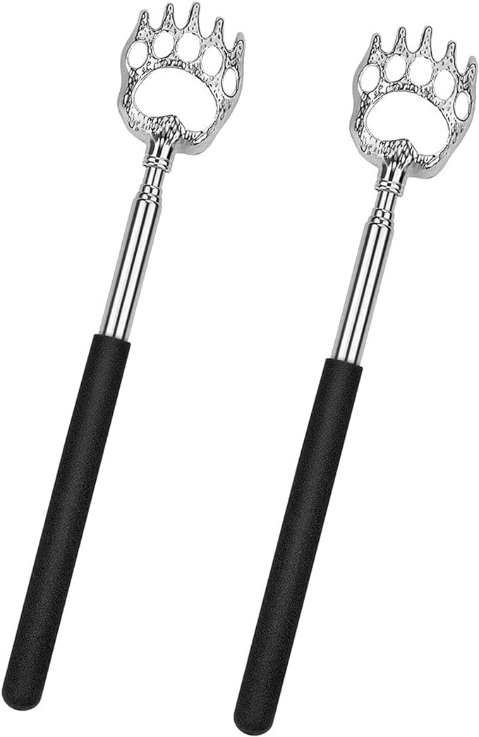 Samcos Grandson Hand Eggplant Hand Set of 2 Telescopic Back Scrubbing Brush, Easy to Carry, Stainless Steel, Reach Itch Places (Black) - BeesActive Australia