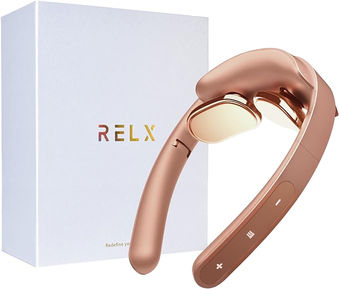 RELX Relaxation Device, EMS Heating (Made in Japan), Ultra Light, 2.5 oz (72 g), Cordless Present, Gift, Neck Warmer, Silent (Rose Gold) - BeesActive Australia