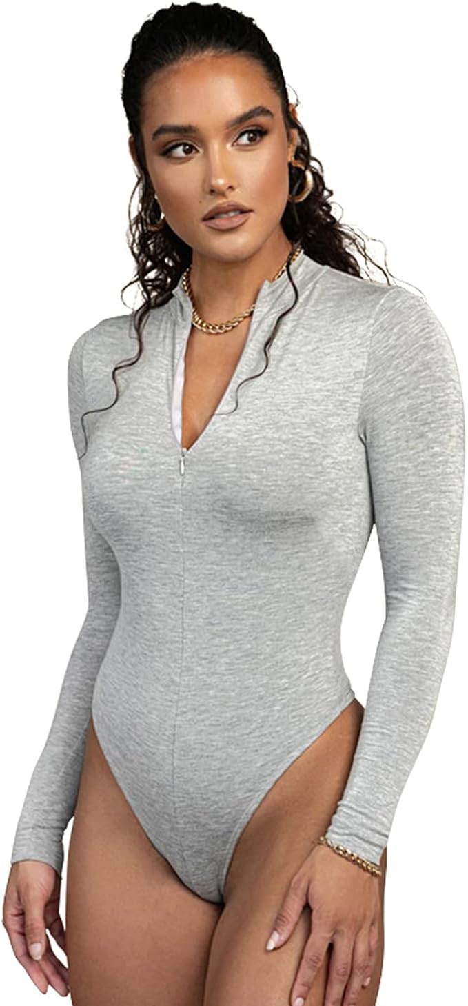 Naphy Women's Bodysuit, Long Sleeve, Body Shaper, Crew Neck, High Neck, Square Neck, Diet, Leotard, Compression, Tummy Tightening, Butt Lifting, Stoopy Back Relief, Correction Girdle, Soft - BeesActive Australia