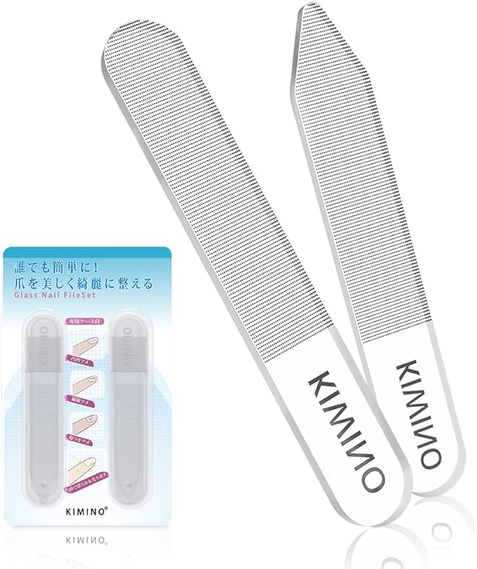 KIMINO Nail File, Nail Polish, Nail Polish, with Case, Glass Nail File, Unisex, Nail File, Nano Processing, Nail Care, Peak-shaped, Round (Set of 2) -  Australia