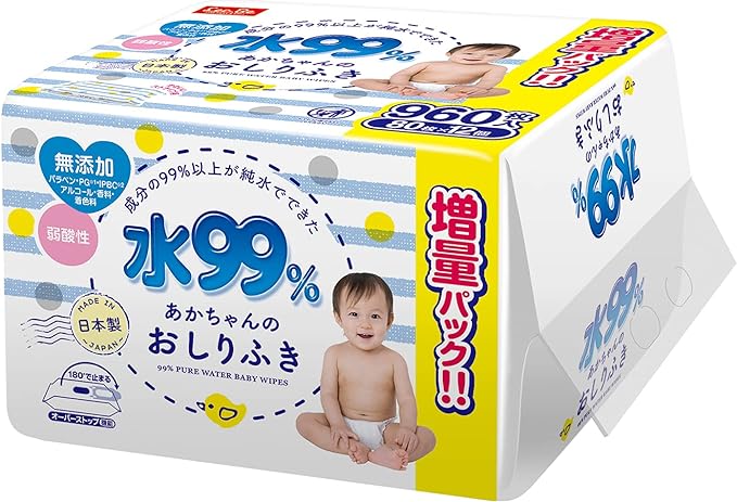 Pure Water Baby Care Lec Pure Water 99% Wet Wipes Weak Acid Made in Japan White 80 Sheets x 12 Pieces (960 Sheets) - BeesActive Australia