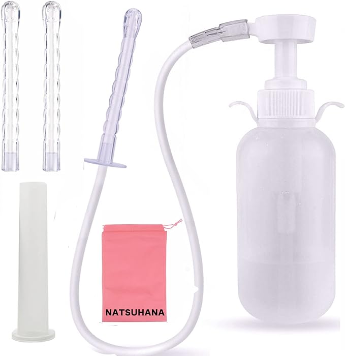 Enema Enema Intestinal Cleaner, Enema Syringe, Clean Shower, Multi-Purpose Washer, Manual Pump, Unisex, Direct Managed by Manufacturer, 1 23.6 inches (60 cm) Tube, 3 Replacement Nozzles, 1 Dust Cover - BeesActive Australia