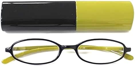 [Bayline] Bayline Reading Glasses Oval Slim Frame Bicolor 1650B +3.00 Black x Green Hard Case Men's Women's Stylish Reading Glasses -  Australia