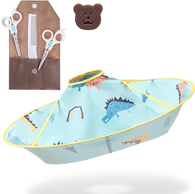 MINGYI Haircut/Shears/Scissors Set, For Kids, Compact, Easy Storage, Includes Haircutter, Blue (Dinosaur) - BeesActive Australia