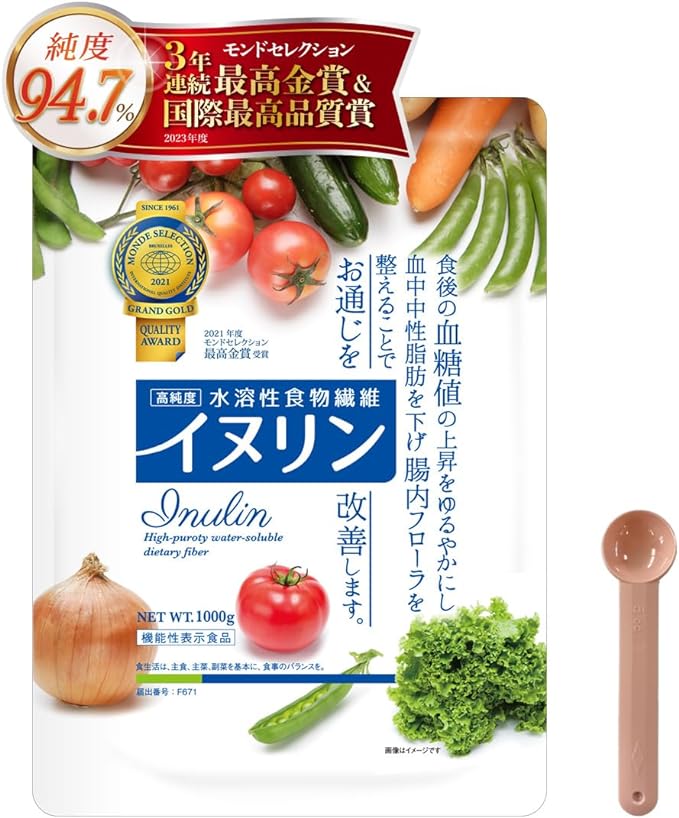 [Garlic Ball Honpo] Inulin Powder Water Soluble Dietary Fiber Standard Size 1kg Monde Selection Highest Gold Award Winner for 3 Consecutive Years Food with Function Claims - BeesActive Australia