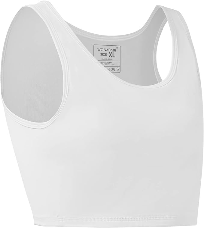 Wonababi Chest Crushing Shirt, Half Tank Top, Comfortable Without Tightening, Nabe Shirt, Men's Cosplay, Bust Correction, Women's Underwear, Smooth Bra, Kimono Bra, No Hooks, White, wht - BeesActive Australia