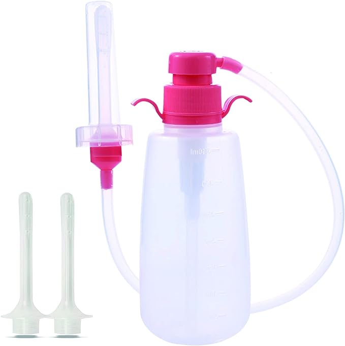 Enema, Enema, Cleaning, Enema Syringe, Intestinal Cleaner, Clean Shower, Multi-Purpose Washer, Enema, Pump, Manual, Development, Unisex, 13.6 inches (60 cm) Tube, 1 Storage Bag, 3 Enema Nozzles, Capacity: 11.8 fl oz (350 ml) - BeesActive Australia