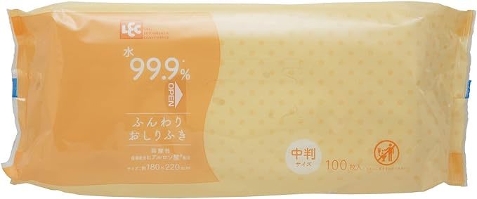 LEC 99.9% Pure Water, Adults, Fluffy Wipes, Medium Format Size, 100 Pieces, Made in Japan, Weakly Acid, Fragrance-Free -  Australia