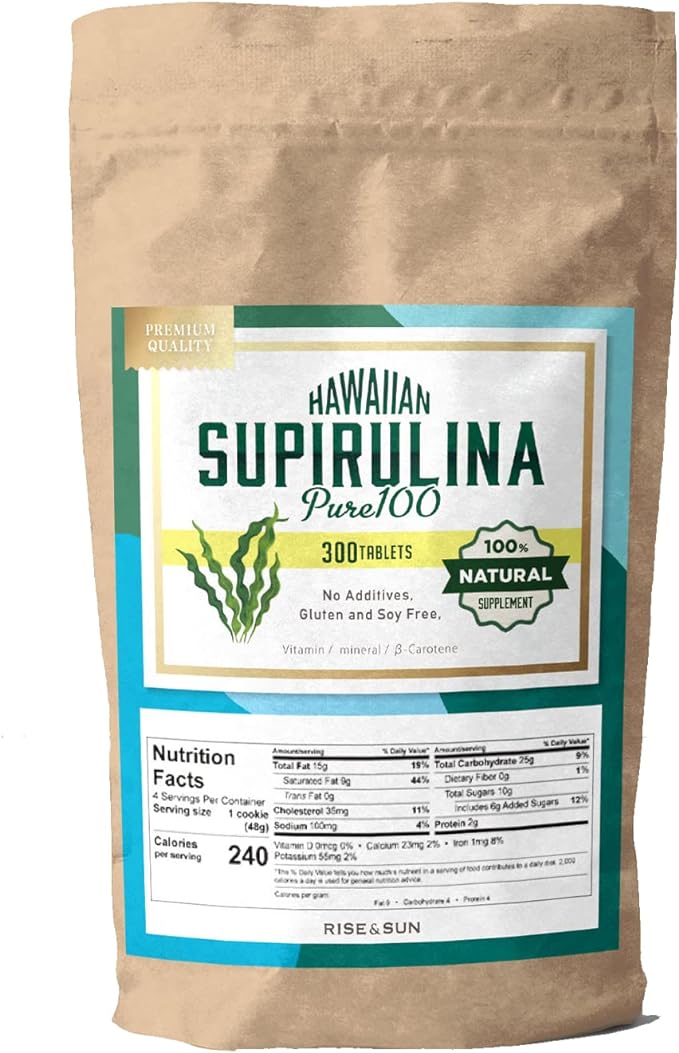 Hawaiian Spirulina Pure 100, Hawaiian Spirulina, Additive-Free, 100% Natural Spirulina, 200 mg x 300 Tablets (Approx. 1 Month Supply), Hawaii Island, Super Food, Essential Amino Acids, Beta-Carotene, Minerals, Vitamins, Vanadium, Magnesium - BeesActive Australia