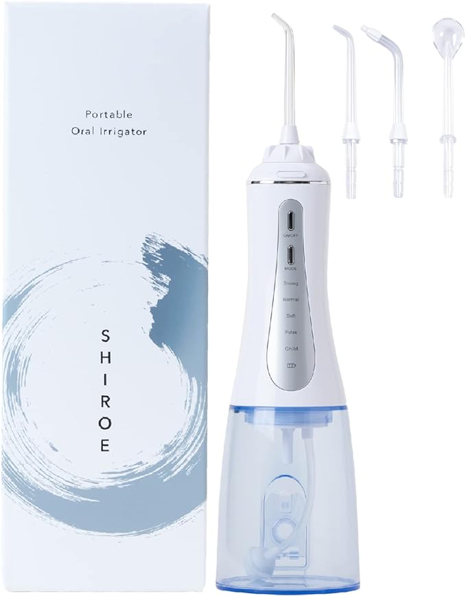 SHIROE Oral Washer, Jet Washer, Water Pick, Oral Cleaning Machine, Water Floss, USB Rechargeable, 11.8 fl oz (350 ml), 5 Levels, Adjustable, IPX7 Waterproof, Interdental Jet Cleaning (Main Unit) - BeesActive Australia