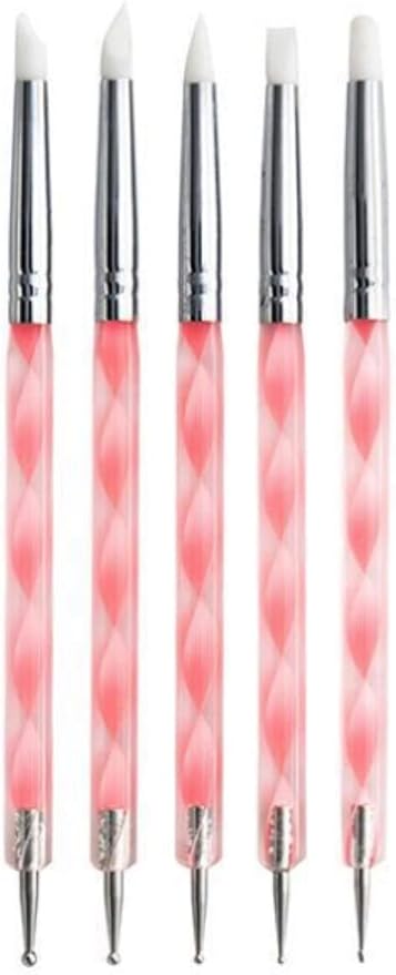 wumio Silicone Brush, Dot Pen, Set of 5, Gel Nail, Brush, Self Nail, Simple, Easy, Art, at Home, Dot Art, Dot Sticks, Resin, Deco, Gel, Manicure - BeesActive Australia