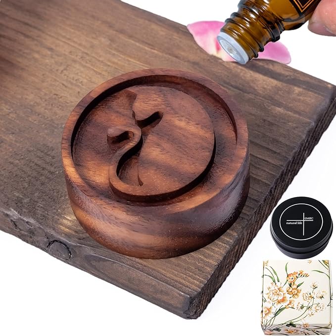 Oaec Aroma Stone, Black Walnut, Wooden Aroma Dish, Portable Aroma Pot, Aroma Sand, Canned Inside, Solid Aloma Wood, Meditation, Aroma Oil, Air Freshener, Car, Aroma Diffuser, No Water, For Bedrooms, - BeesActive Australia