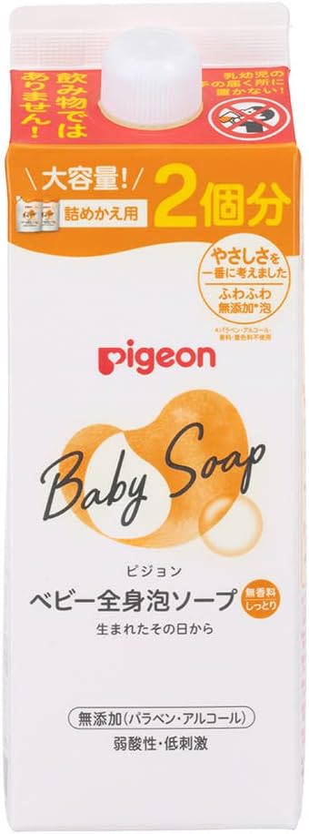 Pigeon Baby Whole Body Foam Soap, Moist Refill, 2 Doses, 28.7 fl oz (800 ml) - BeesActive Australia
