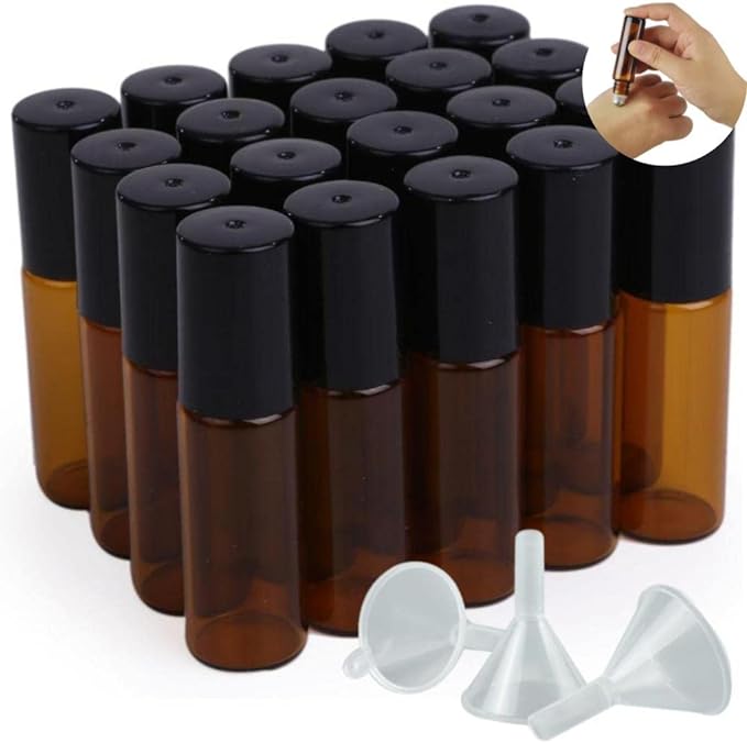 Chocople Roll On Bottle Light Filtering Jar Atomizer Set of 20 with 5 Funnels (5ml) -  Australia