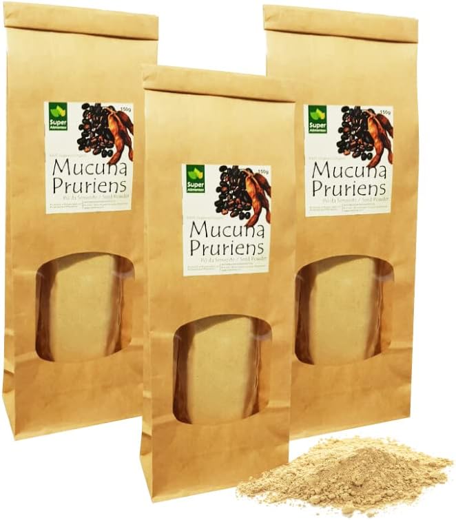 Mukuna Bean Powder, 15.9 oz (450 g) (3 Bags x 5.3 oz (150 g), No Pesticides or Chemical Fertilizers, Black Mukuna Beans - BeesActive Australia