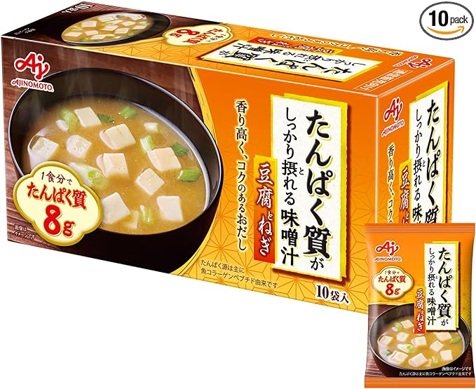 Ajinomoto Miso Soup, Tofu and Onions, 0.6 oz (15.9 g) x 10 Packs (Protein Protein, High Protein) - BeesActive Australia
