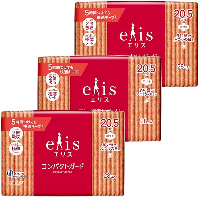 Ellis Compact Guard with Wings, 84 Sheets (28 Sheets x 3 Packs) (Bulk Purchase) 84 Sheets (20.5 cm for Frequent Day to Regular Days) -  Australia
