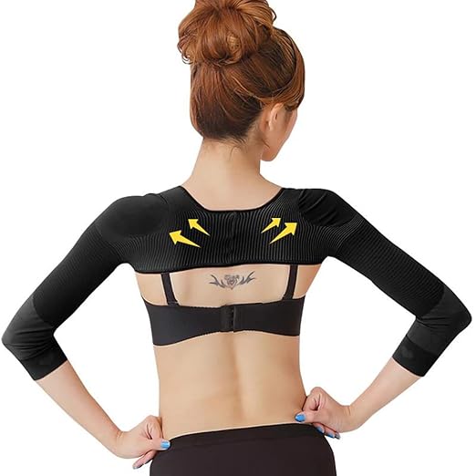 TIOOKA Women's Bicep Supporter, Slimming, Body Shaping Up, Back Correction, Tightening, Shoulders, Spine Correction, Posture, Compression Body Shaper, For Women (L, Black) - BeesActive Australia