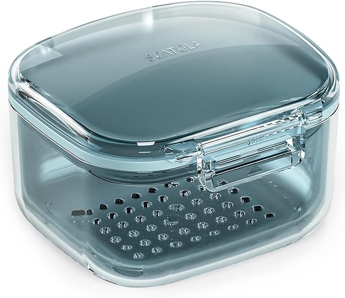 Youfo Mouthpiece Case, Dentures, Cleaning Case, Stylish, Partial Dentures, Retainer, Matte Finish, Triple Structure, Antibacterial (Blue) - BeesActive Australia