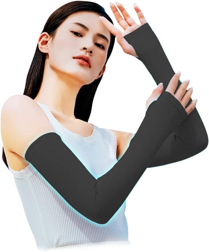 ORILCOIR Arm Cover, Cooling Sensation, Long Length, Cooling, Summer, Sunburn, UV Protection, Unisex, Black - BeesActive Australia