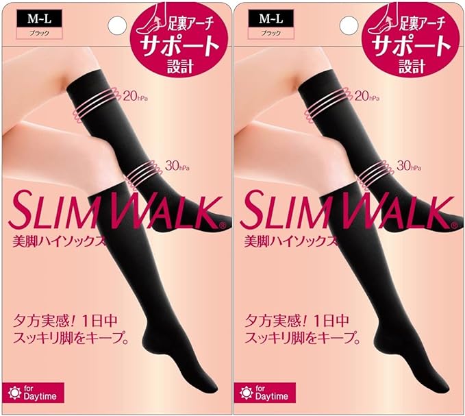 Slim Walk Beautiful Legs High Socks ML 2 Pack Black Compression Compression Socks AskDoctors - BeesActive Australia