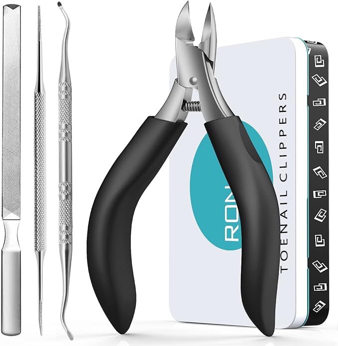 RONAVO Nail Clippers Nippers - Nail Clippers for Curling Nail Clippers Thick Nail Clippers Set Large Foot Nail Clippers for Elderly Men Women - Care for Your Feet with Nail File Stainless Steel Silver - BeesActive Australia