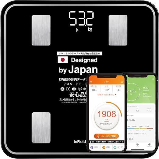 AIX INFIELD Body Composition Meter, Body Fat Meter, Smartphone Linked, Black -  Australia