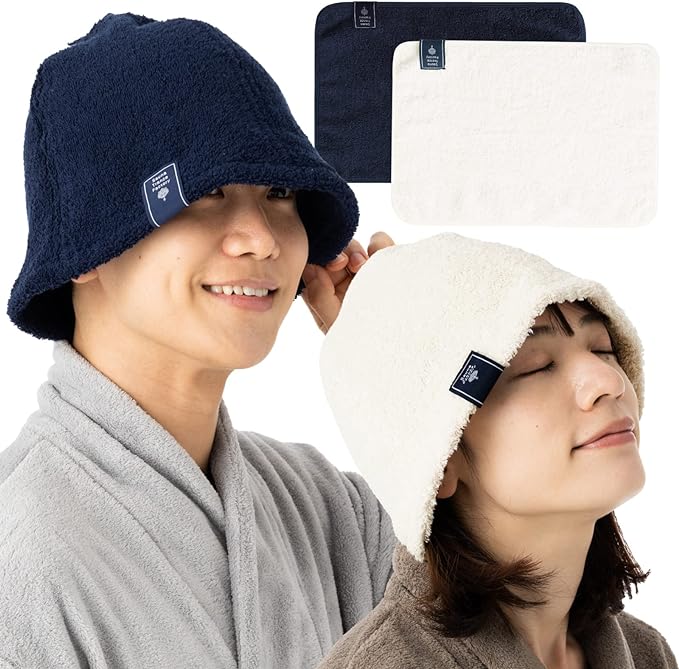 Duerfusa Sauna Hat, Large, Terry Cloth, 100% Cotton, Unisex, Thick, 3D Sewing, Large Size, Deep, Sauna Goods, Cotton, Washable, Pouch Included, One Size Fits Most, Ivory -  Australia