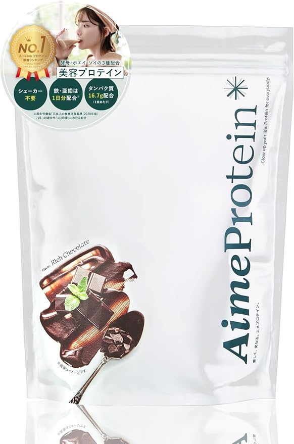 AimeProtein Rich Chocolate Flavor, No Shaker Required, Contains Iron and Zinc, Yeast, Whey, Soy, Protein, Beauty, Replacement, Diet, 375g Aime - BeesActive Australia
