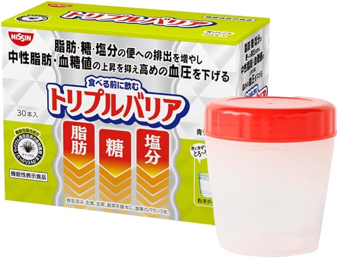 [With shaker] Nissin Foods Triple Barrier Plantain Psyllium Green Apple Flavor 1 box 30 pieces Fat Sugar Salt Food with Functional Claims Stick Type Powder Beverage - BeesActive Australia